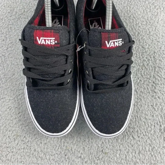 Vans Shoes Atwood Wool Plaid Mens Boys Size 7 Dark Grey Red Black Lace Up Padded - Picture 13 of 14